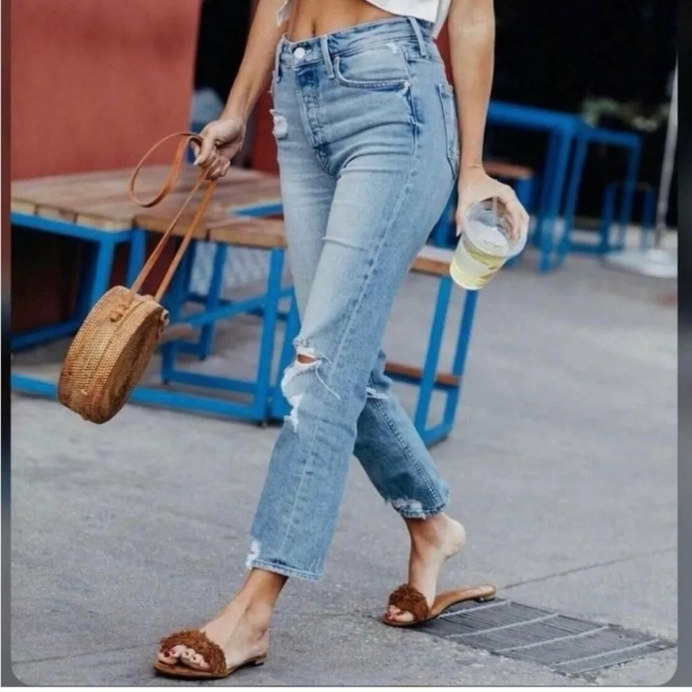 MOTHER The Tomcat Ankle Denim Jeans High Rise Button Fly Light Wash Size 26